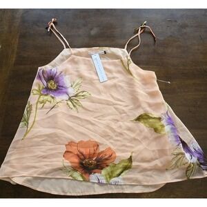 NWT Three Eighty Two XS Poppy Floral Layered Chiffon Tank Top 125269